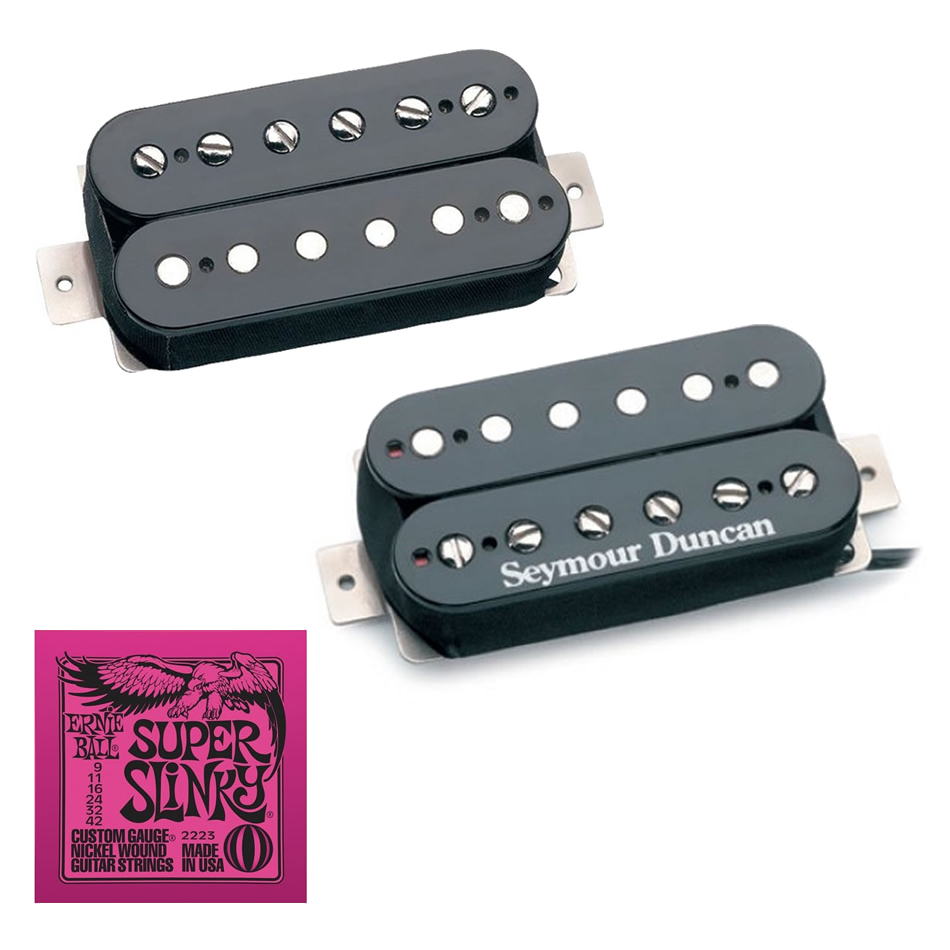 Seymour Duncan '59 Neck & Custom Bridge Set, Black + Free Strings