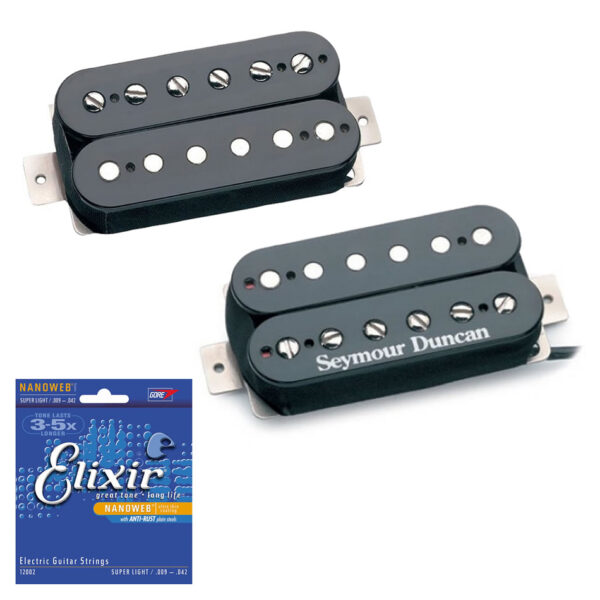 Seymour Duncan '59 Neck & Custom Bridge Set, Black + Free Elixirs
