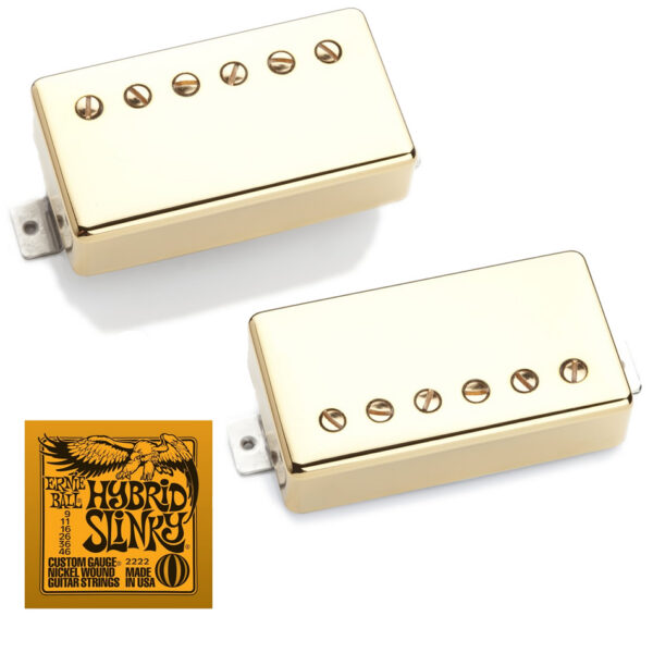 Seymour Duncan '59 Neck & Custom Bridge Set, Gold 4C + Strings