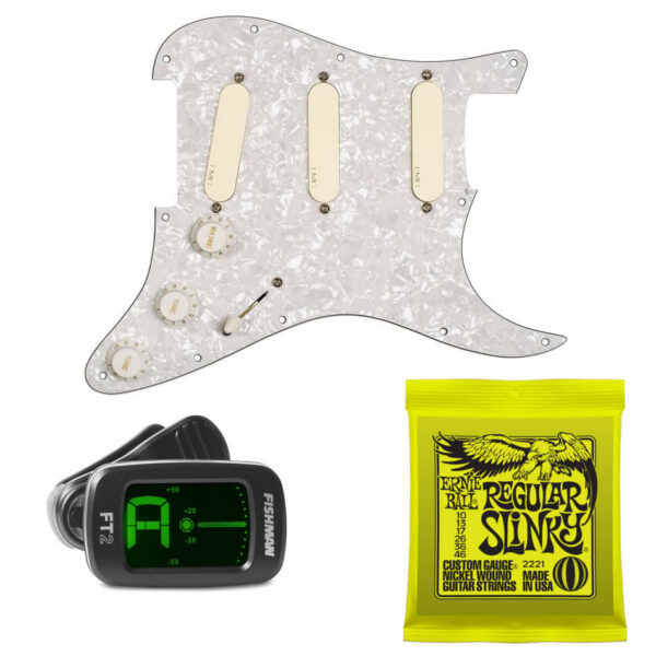 EMG DG20 Ivory Prewired Pickguard Set + Tuner & Strings